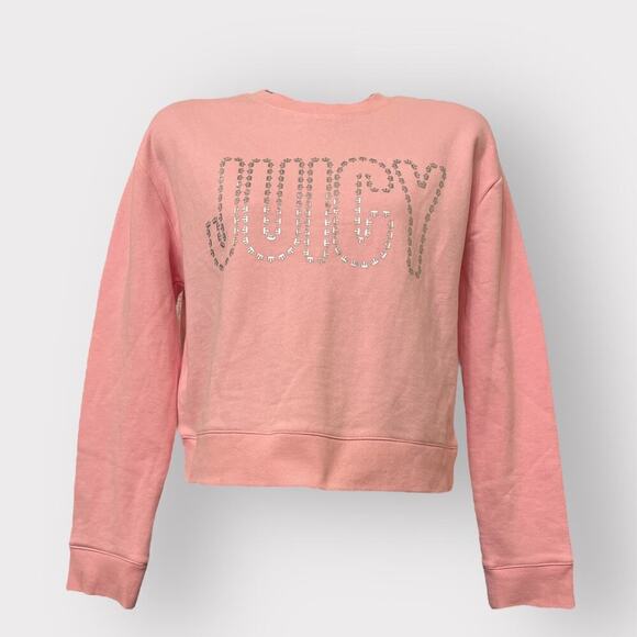 JUICY NEW Y2K Oversized Crop Sweater Womens sz S Pink Logo Pullover Long Sleeves - Picture 1 of 7